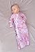 Cambria Baby 100% Organic Kimono Gowns. Side Snaps with Built in Mitts. (0-3 Months, Pink Floral Arrows and Hearts)