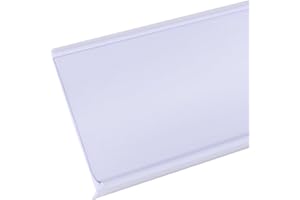 Shelf Label Strips, Pro Painter 100 Pack Adhesive 1.25”H Self-Leveling Strip Price Tag Holder for Plastic, Metal and Wood Gondola Shelf, Clear Plastic Front/White Back Sign Holder for 48” Long Shelf