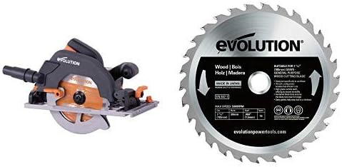 Evolution Power Tools Build R185CCSX+ Multi-Material Track Saw with Plus Pack, 185 mm (230 V) with Wood Carbide-Tipped Blade, 185 mm