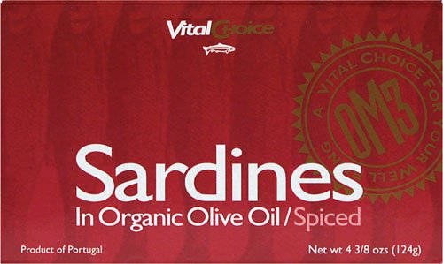Vital Choice Wild Sardines in Organic Extra Virgin Olive Oil/Chili 4.4 oz (124 grams) Can