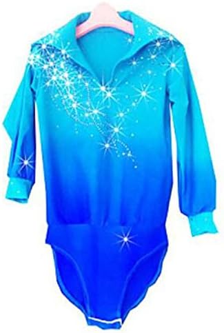 TT&DRESS Figure Skating Top Men's Ice Skating Dress Pale Blue Spandex Chinlon High Elasticity Solid Performance Skating Wear Long Sleeves Ice