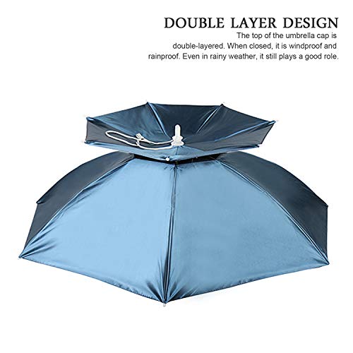 Hunter's Tail UV Umbrella Hat, with Umbrella Fishing Gardening Double Folded Umbrella Double Canopy Rubber Circle 77cm