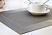 SINTELINE Placemats Easy to Clean Plastic dining table place mats Washable PVC Woven Vinyl Placemat for Kitchen Table Mats Set of 6(Silver, 6)