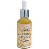 Glimmer Goddess Organic DHA-Free Self Tanning Drops, Unscented, 1 oz., Natural Gradual Tan, Vegan, Organic Ingredients, Hydrating Oils, Paraben-Free, Sulfate-Free