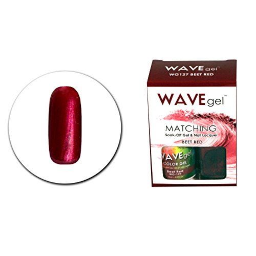 WAVEGEL Soak-0ff Gel & Nail Lacquer Matching Duo Set - Beet Red - WG127-127 I 0.5 Oz