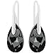ROYAL CRYSTALS Sterling Silver 925 Black Teardrop Earrings For Women Made with Crystals Imitation Glass