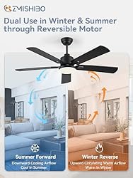 ZMISHIBO 2 Pack 52" Ceiling Fans with Lights, Black