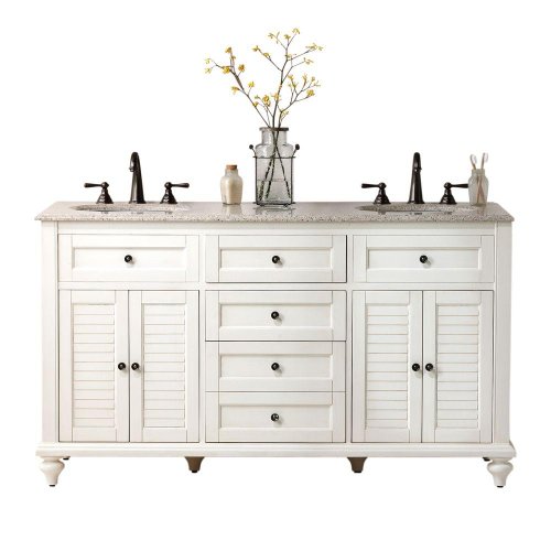 Home Decorators Collection Hamilton Shutter Double Bath Vanity, 35" Hx61 Wx22 D, Ivory