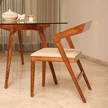 F9 Furnichair Wings Solid Wood Dining Chair in Teak Wood Finish