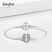SOUFEEL February Birthstone Charm Beads for Bracelets 925 Sterling Silver Charm Bracelet Stoppers for European Bracelets Gift Women Girls Kids on Birthday, Anniversary Christmas, Valentine's Day