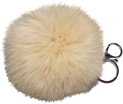 Vincenza Furs Genuine Fox Fur Pom Pom Keychain (Creme)