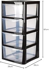 Easy Shopping 4 Drawer Large Plastic Storage Tower Black for Office School view 2