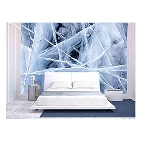 Texture of Ice of Baikal Lake in Siberia - Removable Wall Mural | Self-Adhesive Large Wallpaper - 66x96 inches