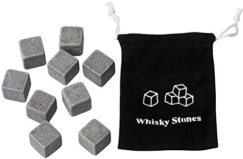 Whiskey Stones,Set of 9 Reusable Chilling Rocks for your Whiskey,Wine and other Beverages.Come with Carrying Pouch - Ideal Christmas gift for whisky lover