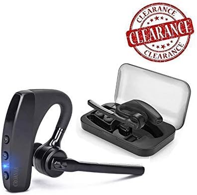 Bluetooth Headset, Wireless Bluetooth Earpiece Headphones Earbuds Ear Hooks Earphones with Mic and Carrying Case for Business/Office/Driving/Truck Support iPhone/Android Cellphones