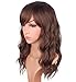 Medium Long Brown Wavy Synthetic Hair Wigs For Black Women Shoulder Length Curly Wigs Heat Resistant Wigs With Free Wig Cap 16 Inches.(Brown-2/30#)