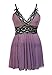 Moonight Women's Sexy Lingerie Mauve Mesh Babydoll Nightwear Dress (5XL)