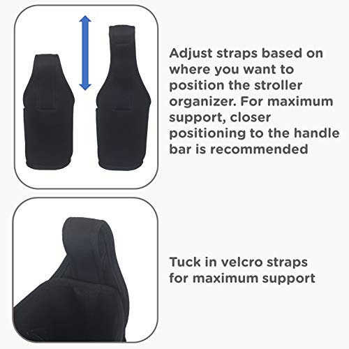 liuliuby Stroller Organizer - Large Storage Space with Cup Holder & Easy Access Wipes Pocket - Customizable Compartments & Universal Fit Stroller Caddy - Parent Console Accessories
