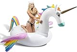 CAPTAIN FLOATY Giant Rainbow Pegasus Unicorn Pool Float, Swim Raft Floatie Lounger for Kids and Adults (Luxury Model)