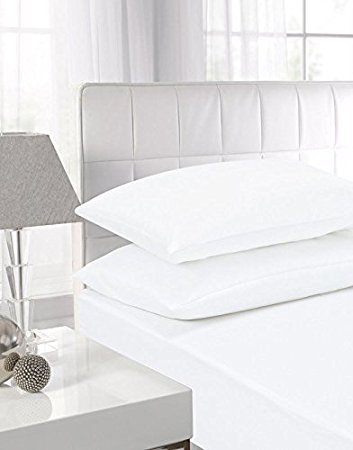 100% Egyptian Cotton Pillowcase pair House Wife Pillowcase pair 2 pack (White, Pillowcase Pair) — image 1