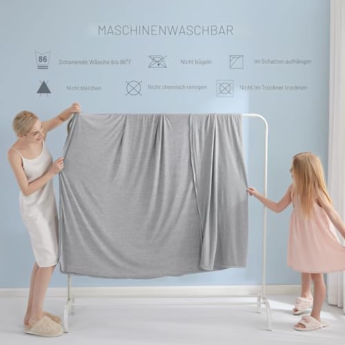 Marchpower Cooling Blanket, 150 x 200 cm, Light Summer Blanket with Japanese Arc-Chill Q-Max > 0.43 Cooling Fibres, Absorbs Body Heat, 2 in 1 Double-Sided Children's Blanket, Sofa Blanket, Travel Blanket, Grey