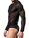 WINDAY Men's Sexy Underwear T-shirt Long Sleeve Mesh Top Undershirt Nightwear