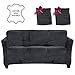 FinerFiber Anti-slip Couch Cover for Leather Couch + Extra 2 Insert Cushions +Throw Pillow Covers | Velvet High Stretch Strapless Couch slipcover | 1- Piece Sofa SlipCover for Furniture | Soft Durable
