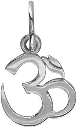 SZIROMini Classic Yoga Ohm, Om, Aum Charm, 8mm Long in Sterling Silver