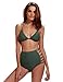 Women Two Piece Cut Out Swimsuit Bikini Set High Waisted Bathing Suits Green L