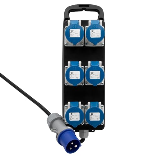 Brennenstuhl Distributeur de courant portable BSV P CEE 230 V/16 A, fabriqué en Autriche, 1151495423, prise CEE, 6 prises CEE, fixé au mur, câble 2 mètres, IP44