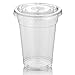 Green Direct 12 oz. Disposable Cups With Lids | Clear Plastic Cups With Lids | Iced Coffee Cups For Bubble Boba Tea | Cup and Flat Lid For Cold Drinking & Smoothie 100 Sets