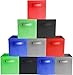 Prorighty [10-Pack, 5 Colors] Storage Bins, Containers, Boxes, Tote, Baskets| Collapsible Storage Cubes for Household Organization | Fresh Durable Fabric & Cardboard (Red,Black,Blue,Grey,Green)