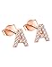 Paialco Rose Gold Plated Sterling Silver Initial Letter A Studs Earrings for Girl and Women