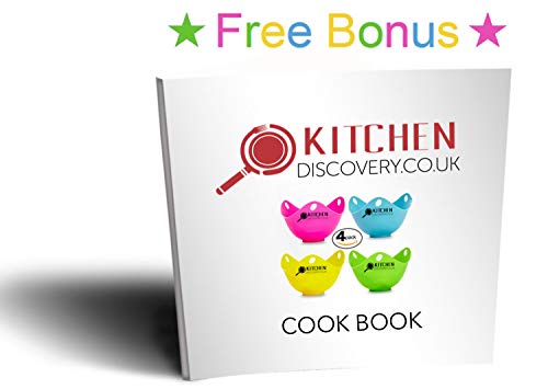 Egg Poacher Cups For Cooking Perfect Poached Eggs (4 Pack) By KITCHEN DISCOVERY - PREMIUM Grade LFGB Silicone Egg Poacher, BPA-Free 4 Multi Coloured Poached Egg Pods, Egg Poacher Pan, Egg Cooker, Poached Egg Maker Set, Microwave Egg Poacher