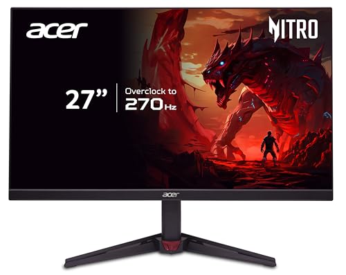 Acer Nitro VG270U Z1 Gaming Monitor 27 Inch (69 cm Screen) WQHD, IPS, 270Hz DP, 144Hz HDMI, 1ms (VRB), DP 1.4, 2xHDMI 2.0, FreeSync Premium