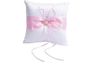 QIRMIZI Ring Pillow,Pearls Ring Cushion, Ring Bearer, Ring Holder for Beach Wedding, Wedding Ceremony, Proposal,Pink
