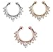 Honbay 6pcs Mix Color Fake Septum Clicker Nose Ring Rhinestone Non Piercing Clip on Nose Ring Hanger Clip Body Jewelry