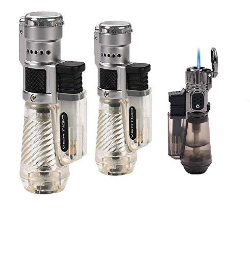 Vertigo by Lotus Cyclone Triple Torch Cigar Lighter Clear 2 Pack Plus Free Sigara Private Edition Torch Lighter