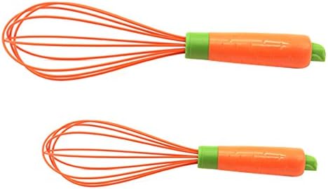 Whisks,Kitchen Silicone Whisks, Radish Plastic Handle Silicone Whisk Set of 2 - Stainless Steel & Silicone Kitchen Utensils for Blending, Whisking, Beating & Stirring(12-inch, 10-inch)