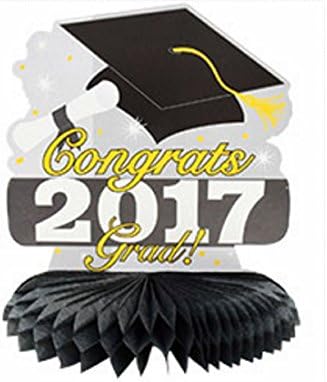 Graduation Centerpiece 2017 10" Silver, Black, and White