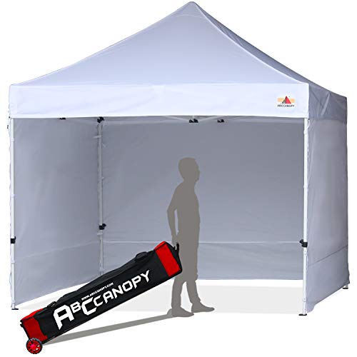 ABCCANOPY Upgrade Pop up Canopy Tent Commercial Instant Shelter with Wheeled Roller Bag (White Canopy with Walls)