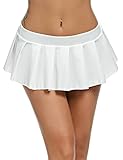 Avidlove Sexy Role Play Pleated Solid Mini Skirt Lingerie Sleepwear White,XX-Large