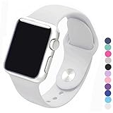 Piwjo Silicone Apple Watch Band and Replacement Iwatch Bands Series 1, Series 2,Series 3(White, 38mm S/M)