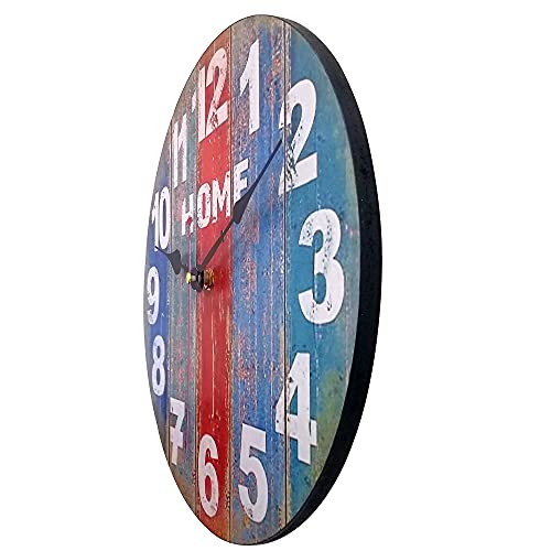 12 inch Rustic Beach Wall Clock Distressed Wood Clocks for Living Room Bedroom Restaurant Loft,Silent Battery Operated,Vintage Farmhouse Style (12 inch)