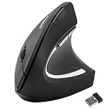 MoKo Wireless Vertical Mouse, 2.4G Ergonomic Wrist Relax Mouse with 3 Adjustable DPI Levels and 6 Buttons for Laptop, PC, Notebook, Chromebook, MacBook - Black