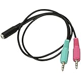 EZOPower Headset Adapter: Smartphone Headset to PC Adapter - Use a 3.5mm smartphone Headset with Your PC, Converts 3.5mm Plug to Dual Mic/audio 3.5mm for Skype/voip