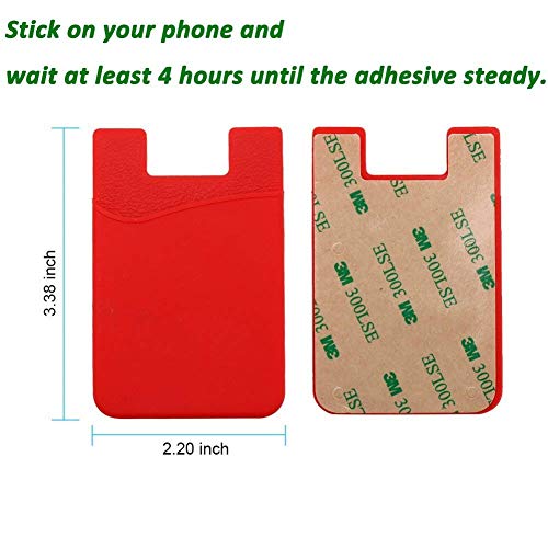 Cell Phone Wallet, HUO ZAO Silicone Credit Card Id Holder with Adhesive Stick-on fits Apple iPhone iPad Samsung Galaxy Android Smartphones, Table, Refrigerator, Door - 10 Pack (Black Colors - 5P)