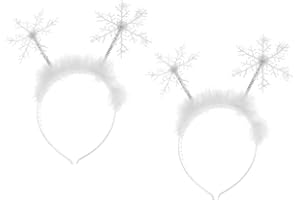 Lurrose 2pcs Christmas Feather Snowflake Headbands Merry Christmas Hairbands Head Boppers Headdress Costume Props for Women Girls Children