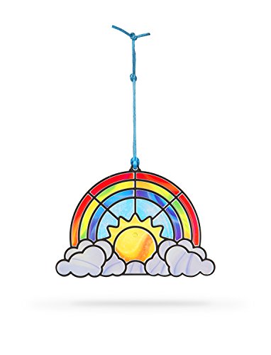 Melissa & Doug Stained Glass Made Easy Peel & Press Craft Kit for Kids 2 Pack - Rainbow & Heart Ornaments (2), Unicorn, Multicolor - Thumbnail 2