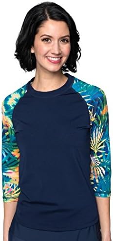 HydroChic Women’s Modest Rash Guard, 3/4 Sleeve Chlorine Proof Swim Shirt